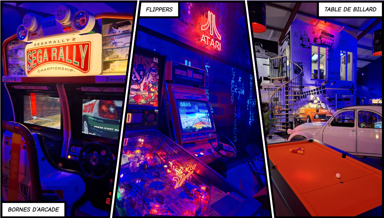 Montage des espaces arcade, flippers et billard